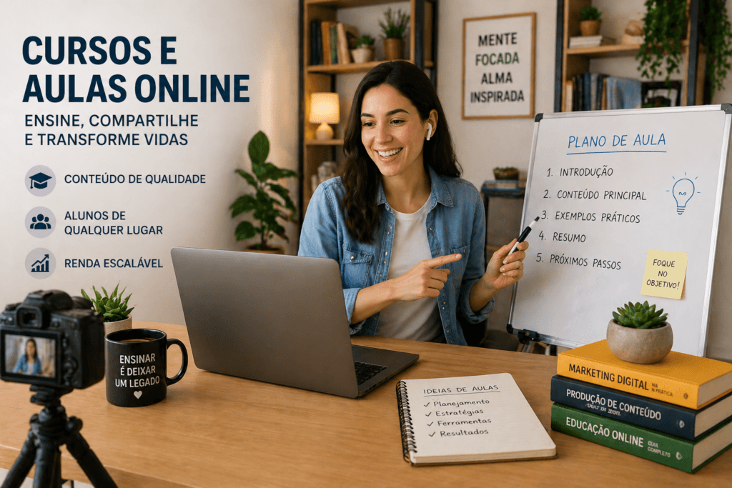 cursos e aulas online para iniciantes ensinando pela internet