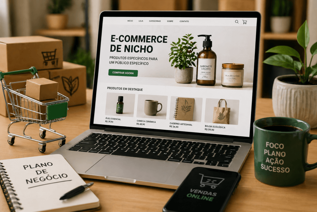 e-commerce de nicho para iniciantes vendendo produtos específicos online