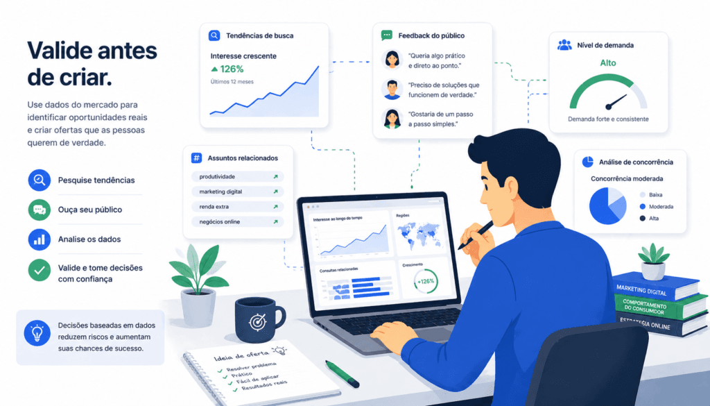 Processo de validação de uma ideia de negócio online usando análise de mercado