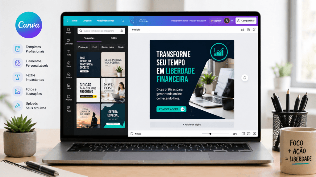 Canva para criação de conteúdo digital e renda online