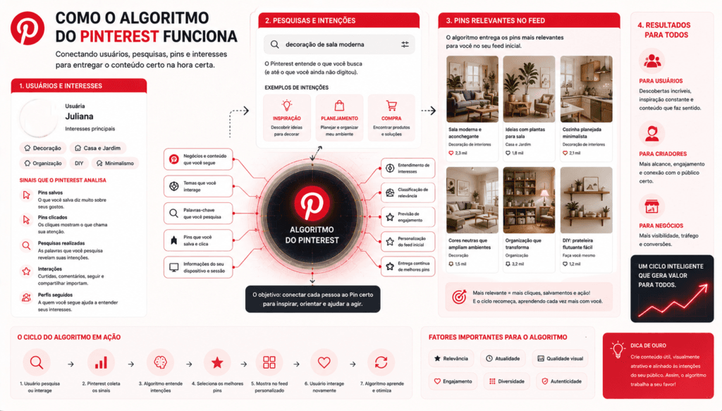 como o algoritmo do pinterest distribui conteúdos