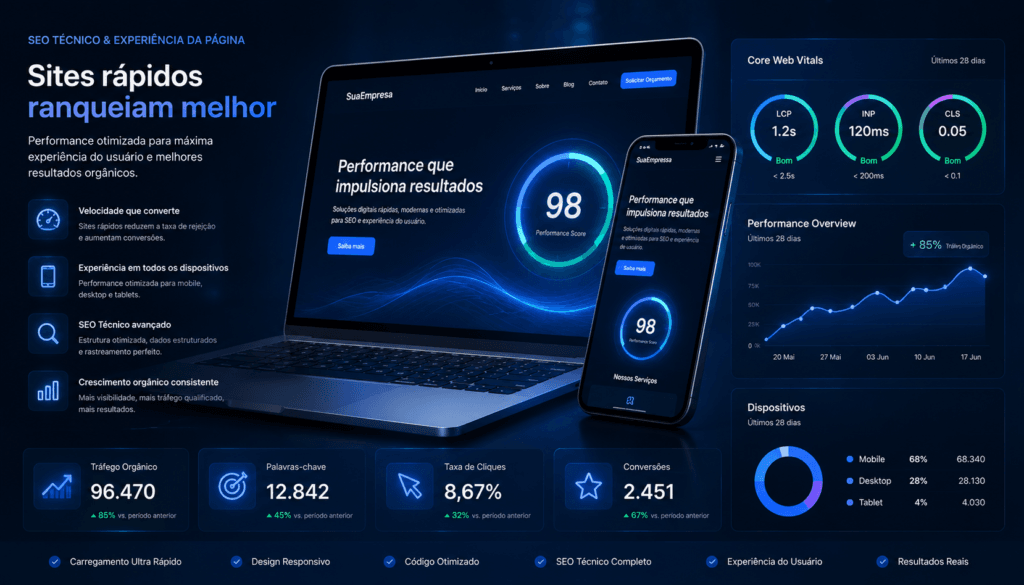 Experiência da página e SEO relacionados aos Core Web Vitals