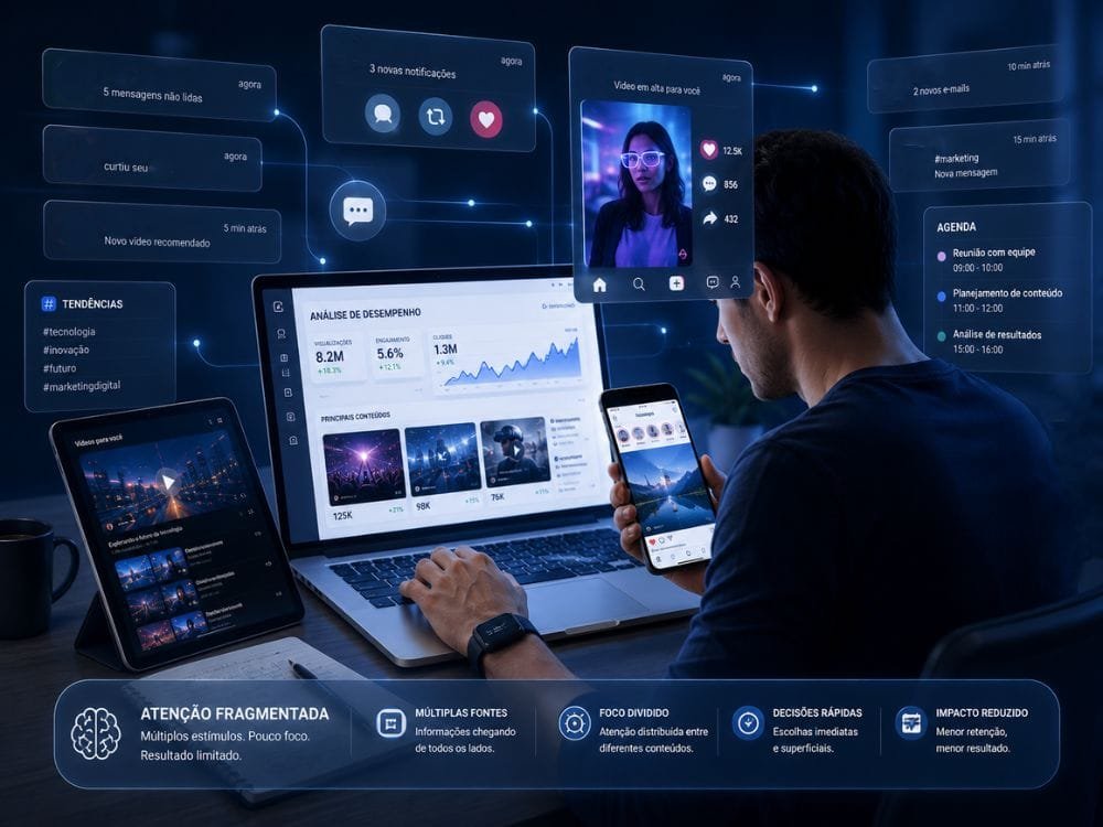 Fragmentação da atenção no comportamento digital moderno