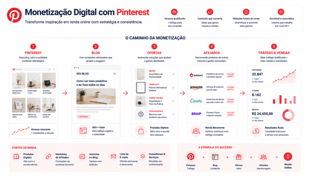 formas de ganhar dinheiro com pinterest e produtos digitais