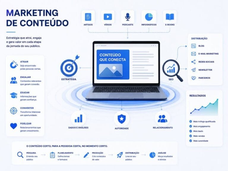 Estratégia de marketing de conteúdo conectada ao SEO e crescimento digital