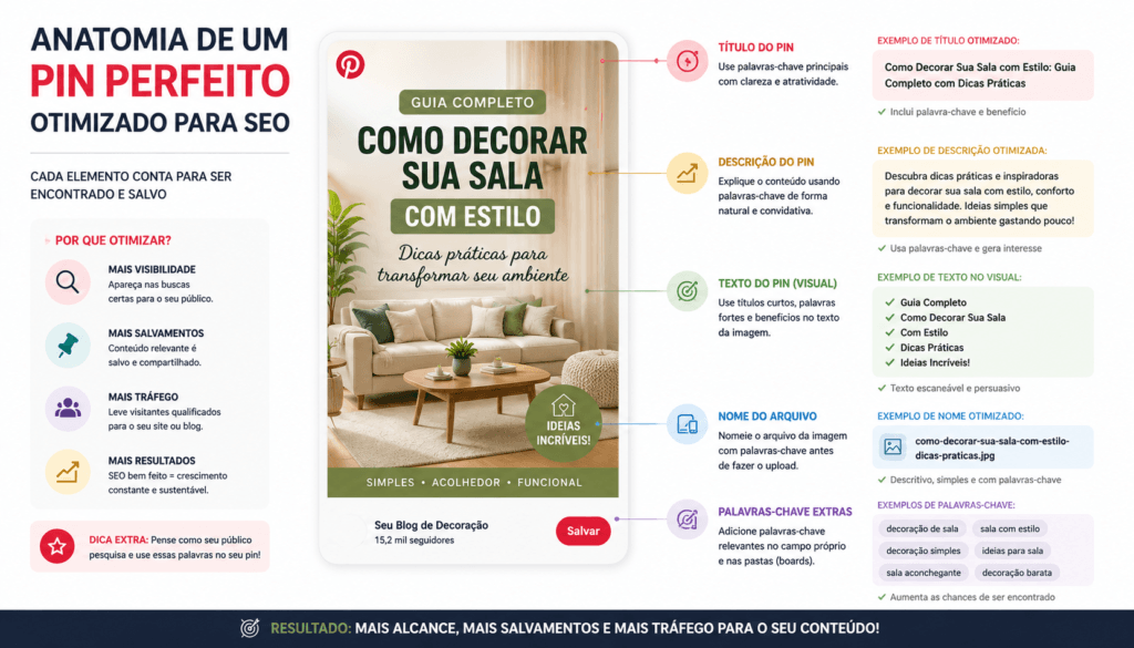 onde colocar palavras chave no pinterest