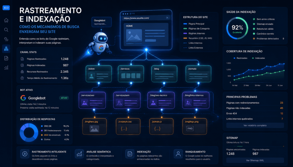 Rastreamento e indexação de páginas dentro do SEO técnico