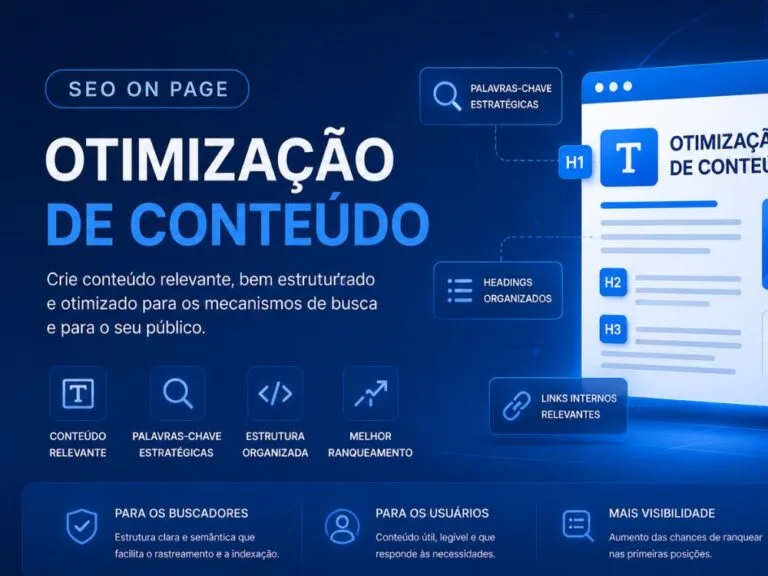 SEO On Page mostrando otimização de conteúdo e estrutura de páginas