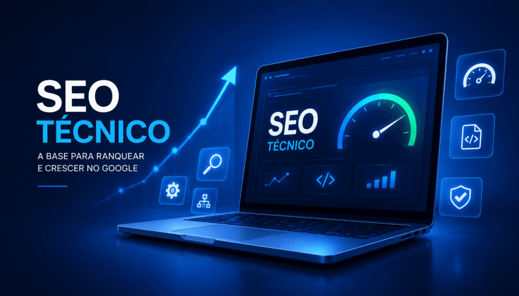 SEO técnico mostrando estrutura de site, performance e experiência da página
