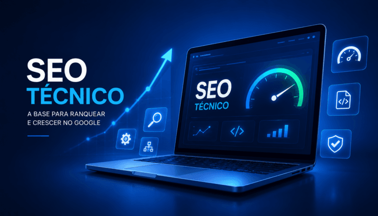 SEO técnico mostrando estrutura de site, performance e experiência da página