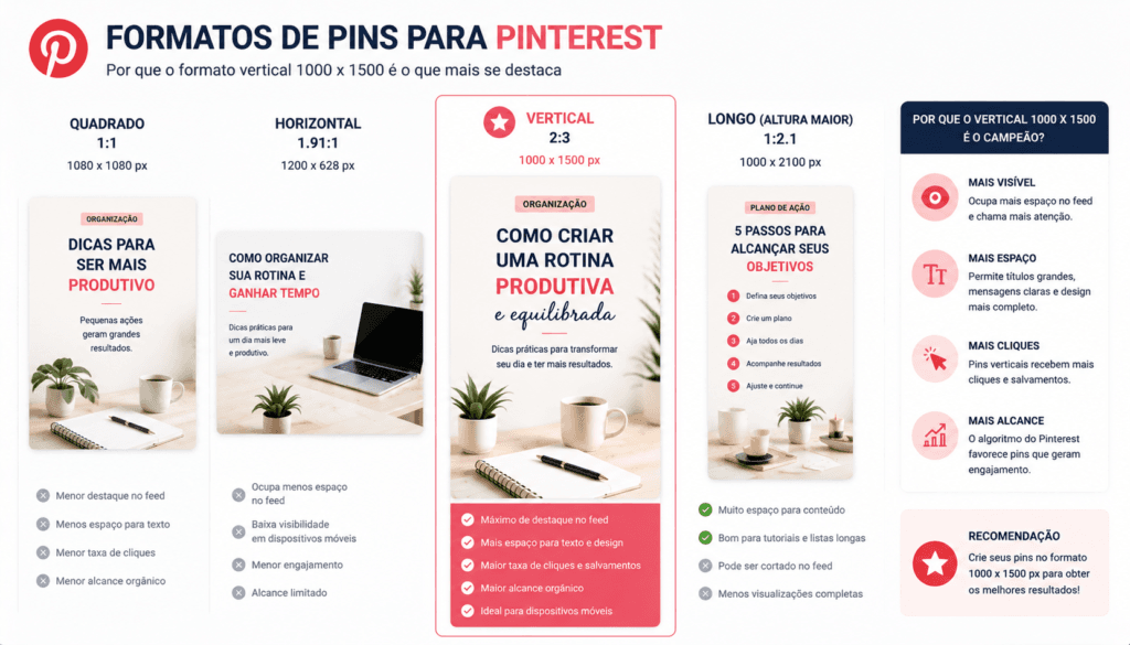 tamanho ideal de pins para pinterest