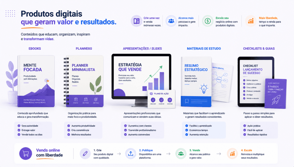 tipos de produtos digitais no canva ebook planner apresentacao